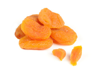 Pile of Dried Apricots Isolated on White Background