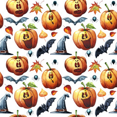 Watercolor halloween pattern