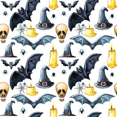 Watercolor halloween pattern