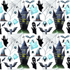 Watercolor halloween pattern
