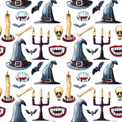 Watercolor halloween pattern