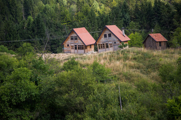 Fototapeta na wymiar Houses damaged by ground erosion on Tara mountain