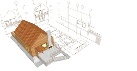  modern house sketch 3d illustration