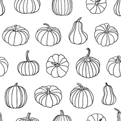Seamless pattern of linear pumpkins