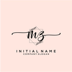 MZ Beauty vector initial logo, handwriting logo.