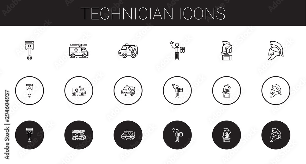 Sticker technician icons set