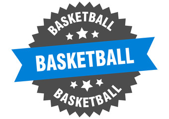 basketball sign. basketball blue-black circular band label