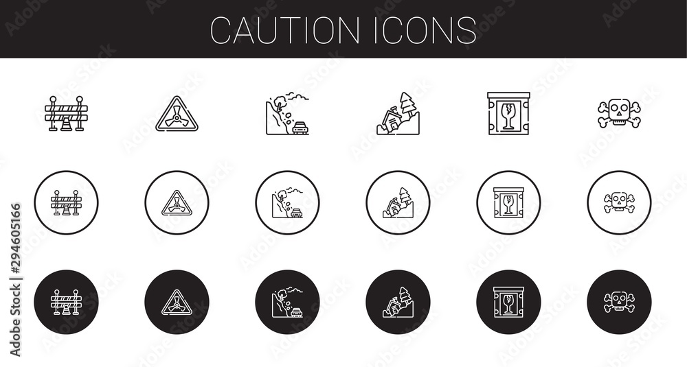 Wall mural caution icons set