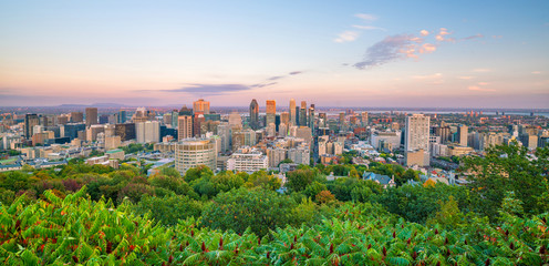 Montreal from top view at sunset in Canada