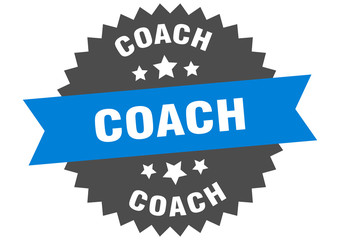 coach sign. coach blue-black circular band label
