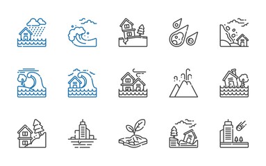 earthquake icons set