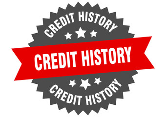 credit history sign. credit history red-black circular band label