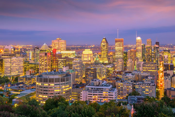 Fototapeta na wymiar Montreal from top view at sunset in Canada