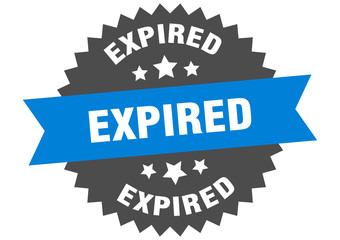 expired sign. expired blue-black circular band label