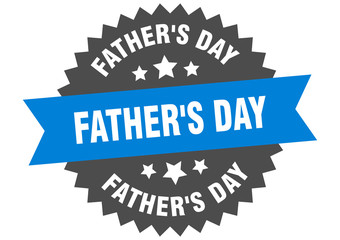 father's day sign. father's day blue-black circular band label