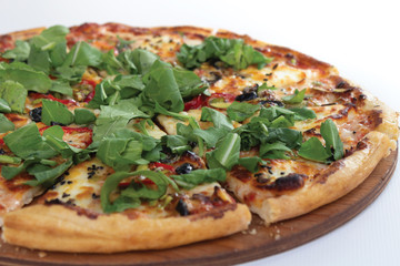 pizza with mushrooms rocket and cheese