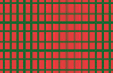 Green lines on red background, Christmas pattern. 