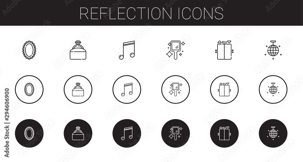 Sticker reflection icons set