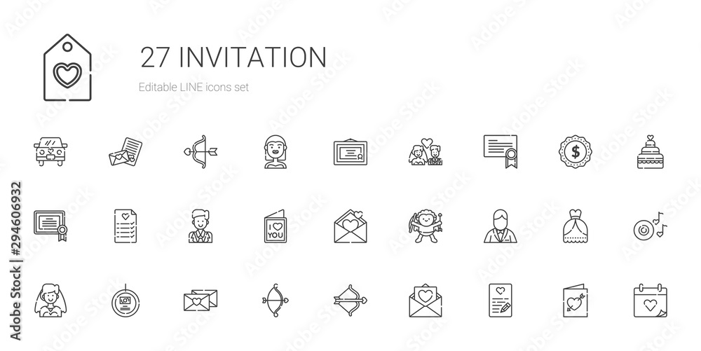 Sticker invitation icons set