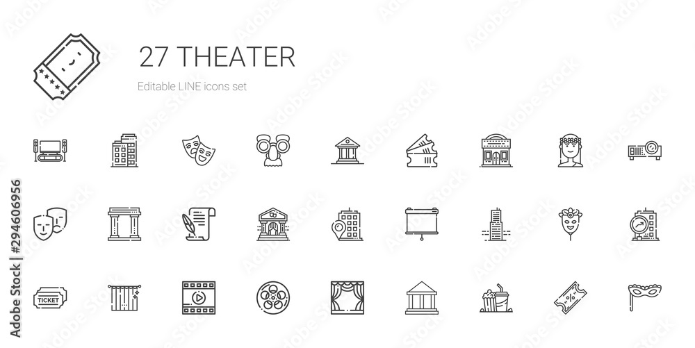 Poster theater icons set