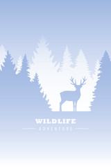 wildlife adventure elk in the wilderness in winter vector illustration EPS10