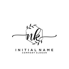 NK Beauty vector initial logo, handwriting logo.