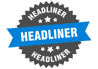 headliner sign. headliner blue-black circular band label