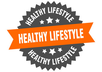 healthy lifestyle sign. healthy lifestyle orange-black circular band label