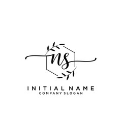 NS Beauty vector initial logo, handwriting logo.