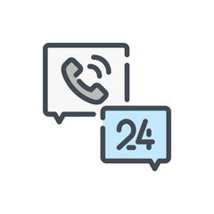 Call center support color line icon. Request a call back vector outline colorful sign.