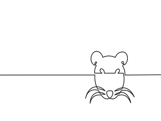 One continuous line drawing rat