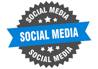 social media sign. social media blue-black circular band label