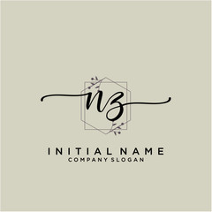 NZ Beauty vector initial logo, handwriting logo.