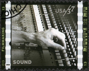 USA - 2003: shows Sound Gary Summers works on control panel, American Filmmaking Behind the Scenes, 2003