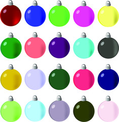 set of christmas balls isolated on white