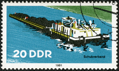 GERMANY - 1981: shows Tugboat, River Boat, 1981