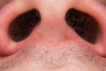 hair in the nose close-up photo