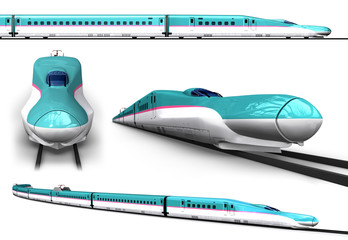 Super high-speed train illustration set in 3d rendering