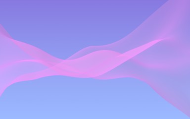 Pink wave on blue sky abstract background. Fluttering pink scarf. Waving on wind pink fabric. 3D illustration
