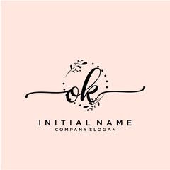 OK Beauty vector initial logo, handwriting logo.