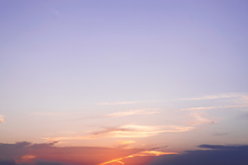 Blue sky sunset with soft white cloudy atmosphere is clear and clean.
