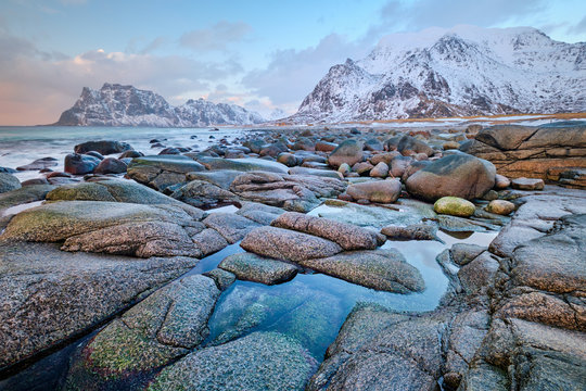 Beach Of Fjord In Norway