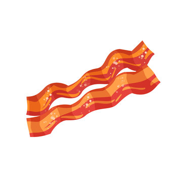 Slices of fried bacon. Vector illustration cartoon flat icon isolated on white.