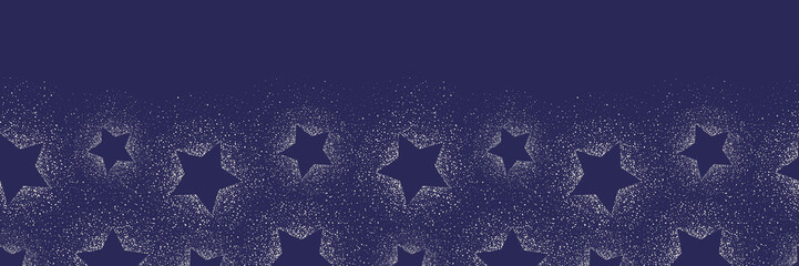 Obraz premium Elegant Winter Holidays Stardust and Stars on Dark blue Background Horizontal Bottom Vector Seamless Border