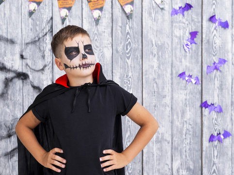 Scary young boy posing for halloween