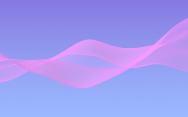 Pink wave on blue sky abstract background. Fluttering pink scarf. Waving on wind pink fabric. 3D illustration