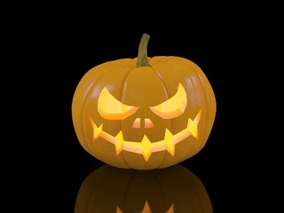 serious jack o lantern on black background