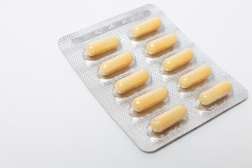 pills in blister isolated on white background