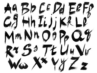 Helloween Poster with black hand drawn brush lettering. Ideal for party, cards, greetings. Hand drawn letters, alphabet. Template design