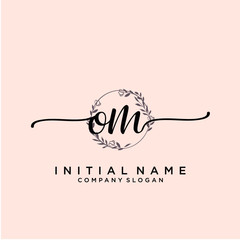 OM Beauty vector initial logo, handwriting logo.